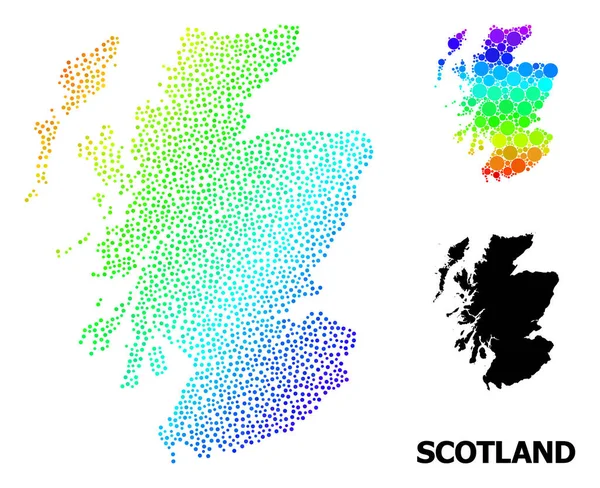 Vector Rainbow Colored Pixel Mapa de Escocia — Vector de stock