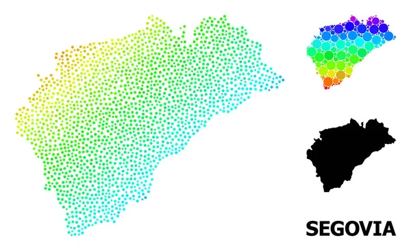 Vector Rainbow Colored Pixelated Mapa de la provincia de Segovia — Vector de stock