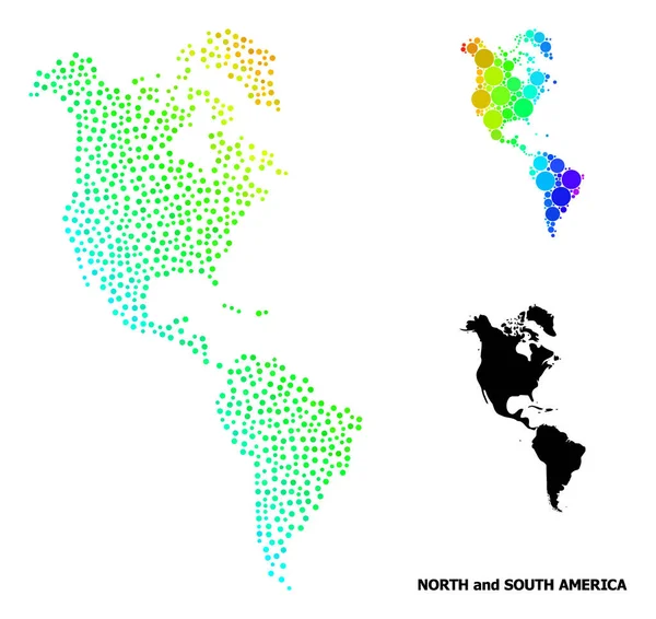 Mapa de píxeles de espectro vectorial de América del Sur y del Norte — Archivo Imágenes Vectoriales
