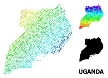 Vektör Spektrumu Uganda Pikselleştirilmiş Haritası