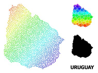 Vektör Gökkuşağı Renkli Uruguay Pikselli Haritası