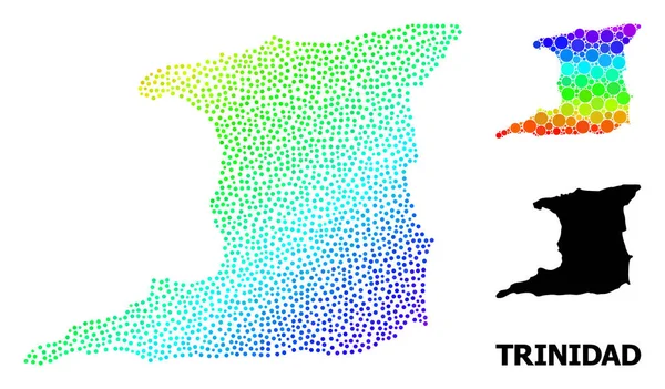 Vector Regenboog Gekleurde Dotted Kaart van Trinidad Eiland — Stockvector
