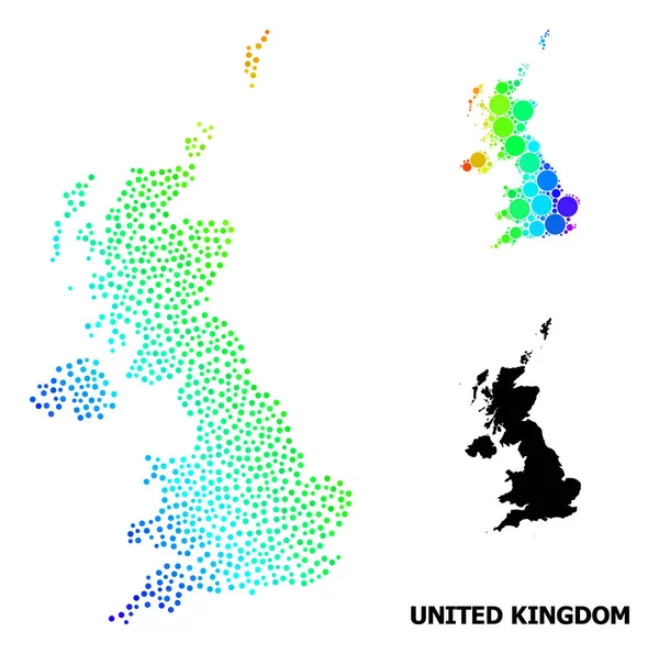 Vector Rainbow Färgade Pixel Karta över Storbritannien — Stock vektor