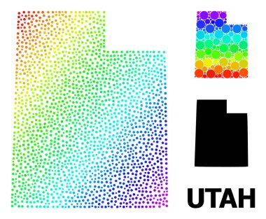 Utah Eyaletinin Gökkuşağı Vektörü Renkli Noktalı Haritası