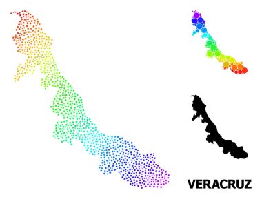 Vektör Gökkuşağı Renkli Veracruz Durumu Haritası