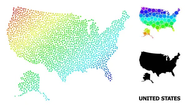 Mapa de puntos espectrales vectoriales de Estados Unidos y Alaska — Archivo Imágenes Vectoriales