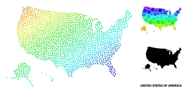 Vektor Spectral Pixel Karta över USA Territorier — Stock vektor