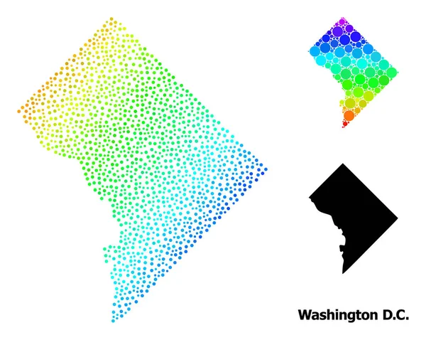Vektör Gökkuşağı Renkli Washington DC Haritası — Stok Vektör