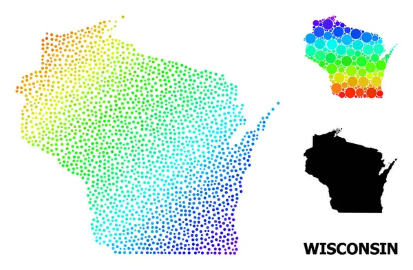 Vector Spectrum Gradient Dot Mappa dello stato del Wisconsin — Vettoriale Stock
