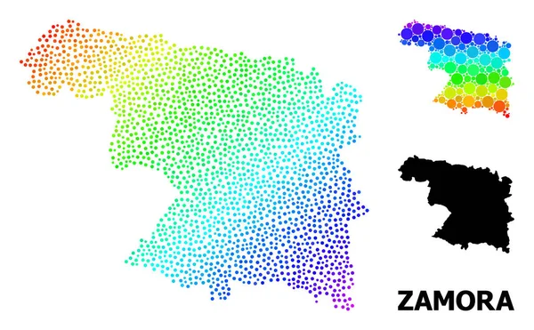 Vector Rainbow Colored Pixelated Mapa de la provincia de Zamora — Vector de stock