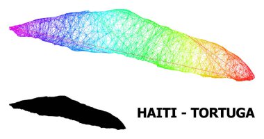 Gökkuşağı Renkli Gradyan ile Haiti Tortuga Adası Haritası