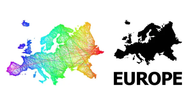 Nätverkskarta över Europa med spektrumradient — Stock vektor
