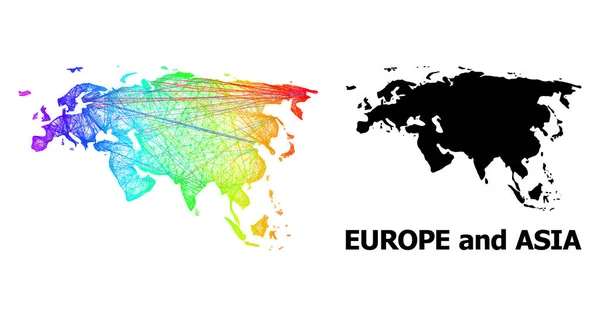 Nettokarta över Europa och Asien med spektral lutning — Stock vektor