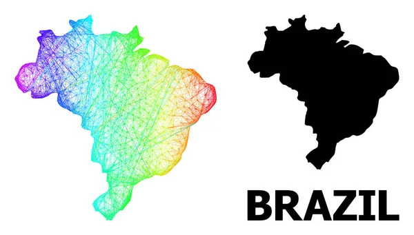 Mapa de Rede do Brasil com Gradiente de Espectro — Vetor de Stock
