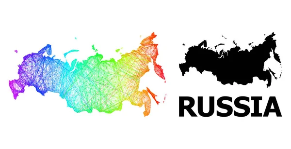 Schraffierte Karte von Russland mit regenbogenfarbenem Farbverlauf — Stockvektor