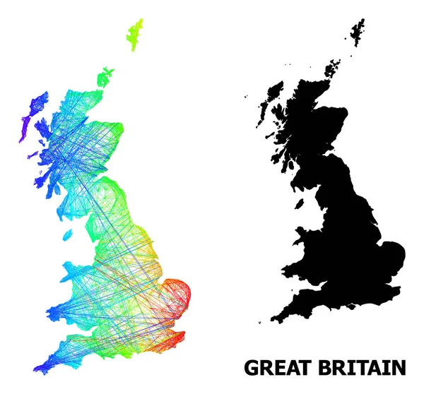 Mapa de Rede da Grã-Bretanha com Gradiente Espectral —  Vetores de Stock
