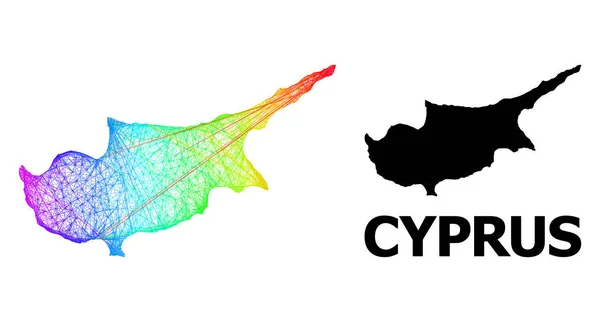 Ciprus sziget nettó térképe spektrum gradienssel — Stock Vector