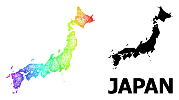 Netwerkkaart van Japan met spectrumgradiënt — Stockvector