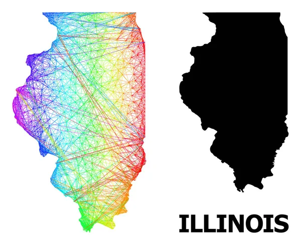 Mappa netta dello stato dell'Illinois con gradiente spettrale — Vettoriale Stock