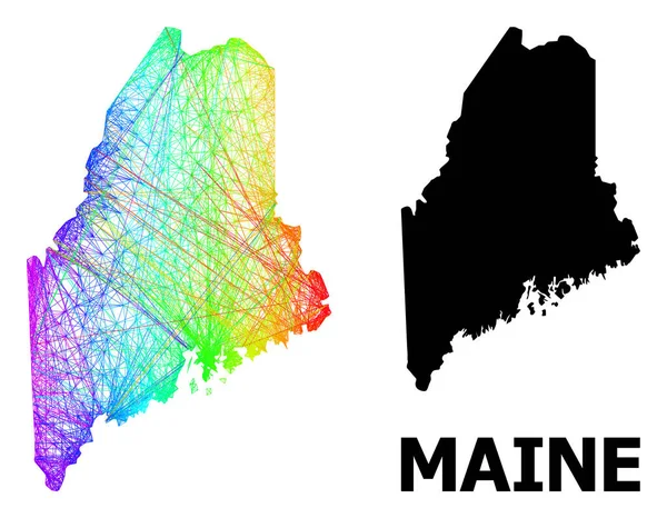 Nettokarte des Bundesstaates Maine mit Spektrum-Gradient — Stockvektor