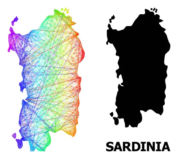 Mapa de red de la región de Cerdeña con gradiente de espectro — Vector de stock
