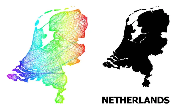 Hollandia nettó térképe spektrális gradienssel — Stock Vector