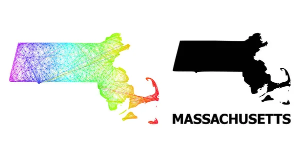 Vylíhnutá mapa státu Massachusetts se spektrálním gradientem — Stockový vektor