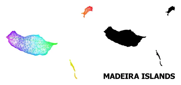 Линейная карта Мадейрских островов с радужным градиентом — стоковый вектор