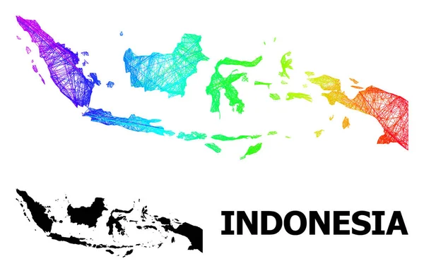 Peta Jaringan Indonesia dengan Gradien Berwarna Pelangi - Stok Vektor