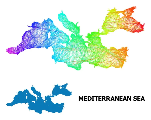 Mapa neto del mar Mediterráneo con gradiente de espectro — Vector de stock