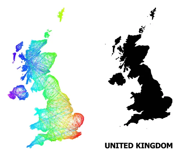 Mapa linear do Reino Unido com Spectrum Gradient —  Vetores de Stock