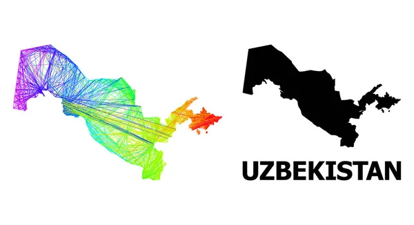 Mapa de la red de Uzbekistán con gradiente de color arco iris — Vector de stock