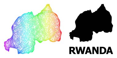 Gökkuşağı Renkli Gradyan ile Rwanda Doğrusal Haritası