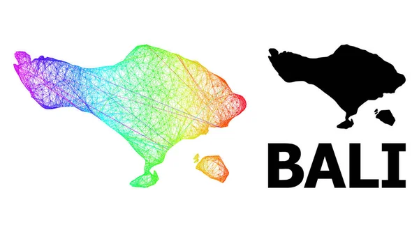 Nätverkskarta över Bali Island med regnbågsfärgad radient — Stock vektor