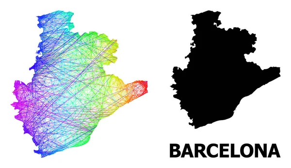 Network Map of Barcelona Province with Spectral Gradient — Stock Vector