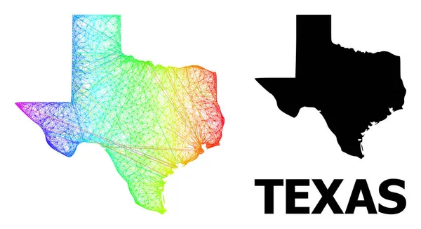 Schraffierte Karte des Staates Texas mit Spektrum-Gradient — Stockvektor