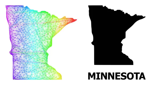 Mappa Hatched dello Stato del Minnesota con gradiente spettrale — Vettoriale Stock