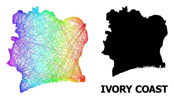 Carte hachée de la Côte d'Ivoire avec gradient de spectre — Image vectorielle