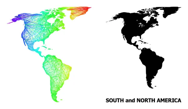 Χάρτης Δικτύου Νότιας και Βόρειας Αμερικής με Φασματική Βαθμίδα — Διανυσματικό Αρχείο