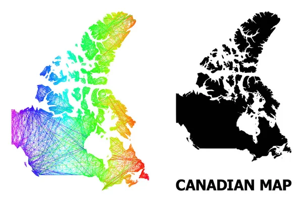 Hatched Map of Canada with Spectrum Gradient — Διανυσματικό Αρχείο