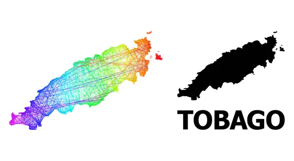 Hatched Map of Tobago Island with Spectral Gradient — 스톡 벡터