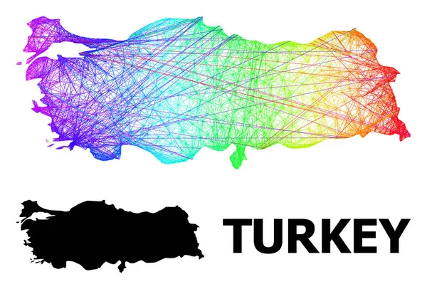 Lineare Karte der Türkei mit regenbogenfarbenem Verlauf — Stockvektor