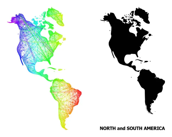 Mapa de red de América del Sur y del Norte con gradiente de espectro — Archivo Imágenes Vectoriales