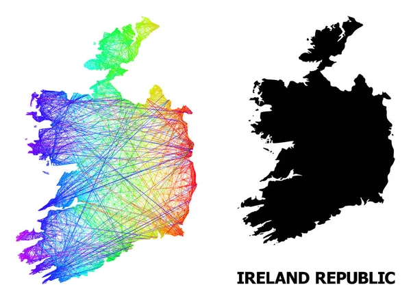 Mapa Linear da República da Irlanda com Gradiente Espectral —  Vetores de Stock