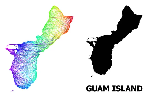 Mapa lineal de Guam Island con gradiente de espectro — Vector de stock