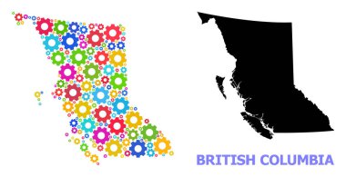 İngiliz Kolombiya Bölgesi Çok Renkli Vites Hizmet Kompozisyon Haritası