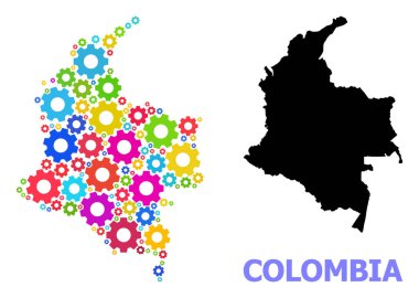 Çok Renkli İşçilerle Kolombiya Hizmet Kolajı Haritası