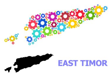 Doğu Timor 'un Renkli Dişli Tekerlekli Servis Bileşimi Haritası