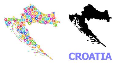 Hırvatistan 'ın Parlak Tekerlekler Atölye Kolajı Haritası