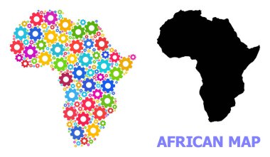 Çok Renkli Vites Tekerlerinin Afrika Mekanik Bileşimi Haritası